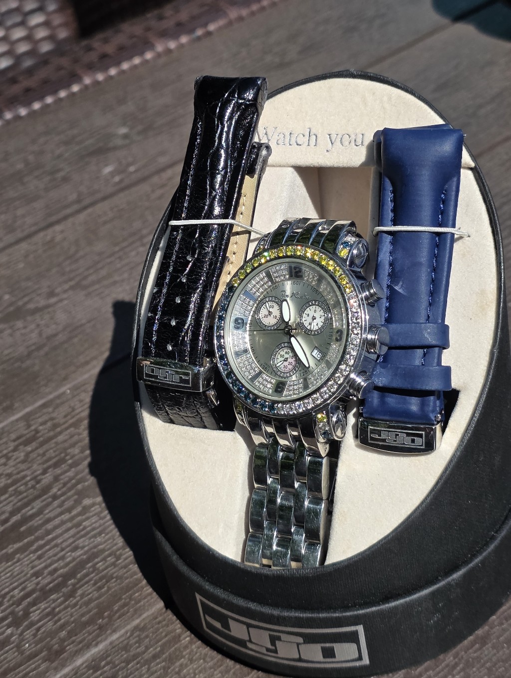 Joe Rodeo Mens Jojo Multi Color Diamond Silver Chronograph Watch